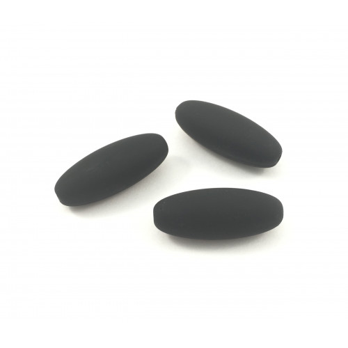 Billes acryliques ovales avec revêtement caoutchouté noir